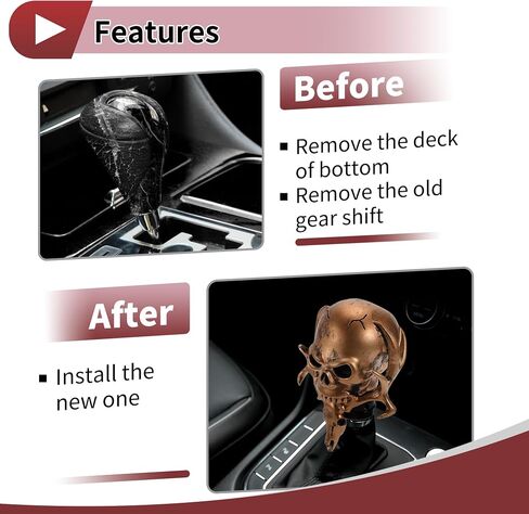 10cm Skull Shift Knob Universal Gear Shifter Knob Resin Stick Shifter Lever Knob for Automatic and Manual Vehicle with 3 Adapter Beige 1 Set in Saudi Arabia