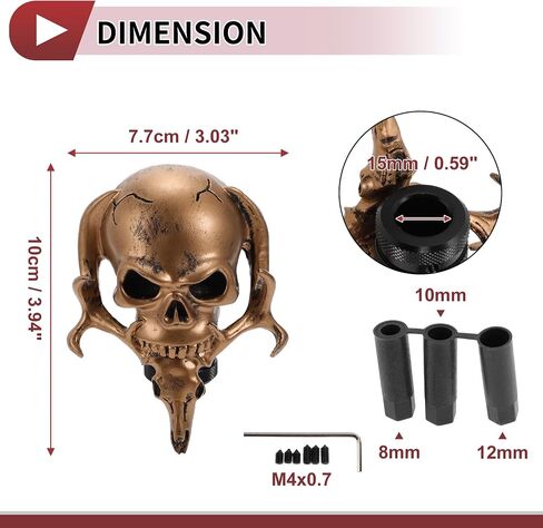 10cm Skull Shift Knob Universal Gear Shifter Knob Resin Stick Shifter Lever Knob for Automatic and Manual Vehicle with 3 Adapter Beige 1 Set in Saudi Arabia