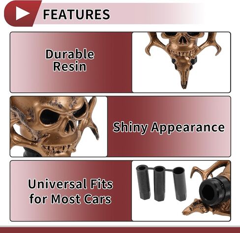 10cm Skull Shift Knob Universal Gear Shifter Knob Resin Stick Shifter Lever Knob for Automatic and Manual Vehicle with 3 Adapter Beige 1 Set in Saudi Arabia