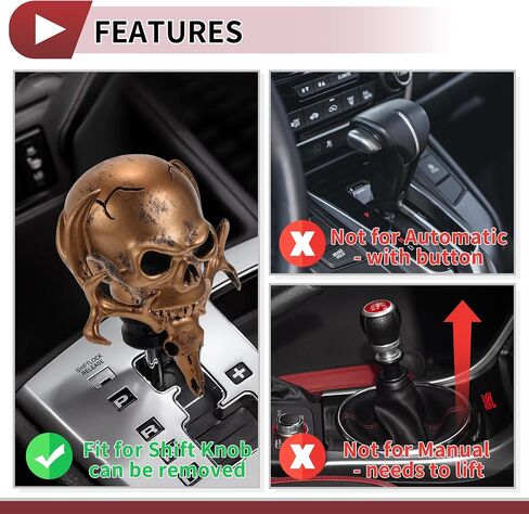 10cm Skull Shift Knob Universal Gear Shifter Knob Resin Stick Shifter Lever Knob for Automatic and Manual Vehicle with 3 Adapter Beige 1 Set in Saudi Arabia