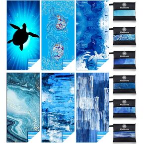 منشفة شاطئ خفيفة الوزن من الألياف الدقيقة وخالية من الرمال وسريعة الجفاف ماصة ورقيقة الحجم لحمام السباحة والتخييم وإكسسوارات الشاطئ، عبوة كبيرة سهلة الاستخدام وأشياء السفر لأساسيات العطلات هدية للكبار in Kuwait