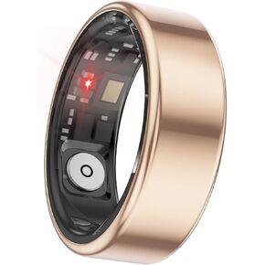 Smart Ring Fitness Tracker for Men Women, Health Sleep Heart Rate Blood Oxygen Tracker Smart Ring with Wireless Charger Box, IP68 Waterpro of Bluetooth Tracker Rings, Free APP (Golden#9) in Saudi Arabia