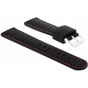 Ewatchparts 24mm Rubber Strap Watch Band Compatible With Gucci Watch Black With Red Stitching in Saudi Arabia