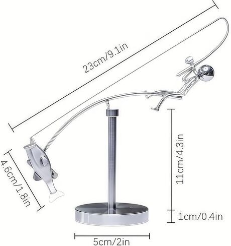 The Fisherman Balancing Sculpture,Kinetic Fishing Sculpture - Balance Art for Your Space,Fisherman Kinetic Balancing Desk Toy,Stainless Steel Balance Fishing Physics Toy in Saudi Arabia
