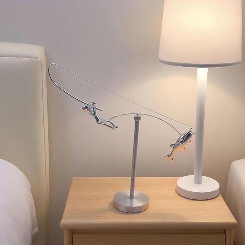 The Fisherman Balancing Sculpture,Kinetic Fishing Sculpture - Balance Art for Your Space,Fisherman Kinetic Balancing Desk Toy,Stainless Steel Balance Fishing Physics Toy in Saudi Arabia