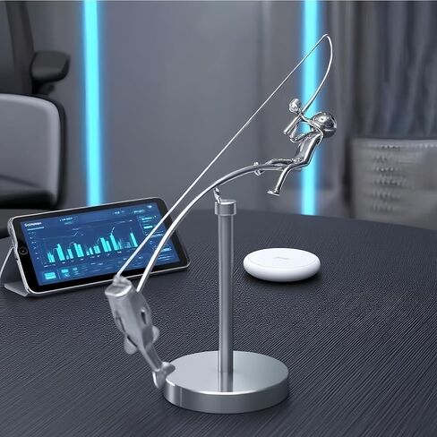 The Fisherman Balancing Sculpture,Kinetic Fishing Sculpture - Balance Art for Your Space,Fisherman Kinetic Balancing Desk Toy,Stainless Steel Balance Fishing Physics Toy in Saudi Arabia