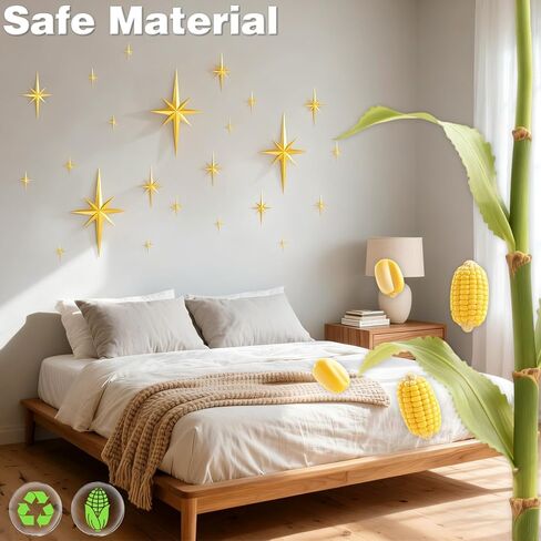 Mid Century Modern Decor,3D Star Art Wall Sculpture,Vintage Starburst Wall Decor,Star Hanging Sculptures Modern Celestial Home Decor,Retro Decor for Living Room Bedroom Front Door Home (18 Pcs) in Kuwait