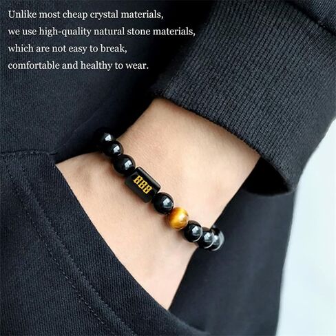 Angel Number Bracelet for Women – Black Onyx & Tiger Eye Adjustable Crystal Bracelet for Healing, Protection, Manifestation – Spiritual Jewelry Gift Box Included in Saudi Arabia