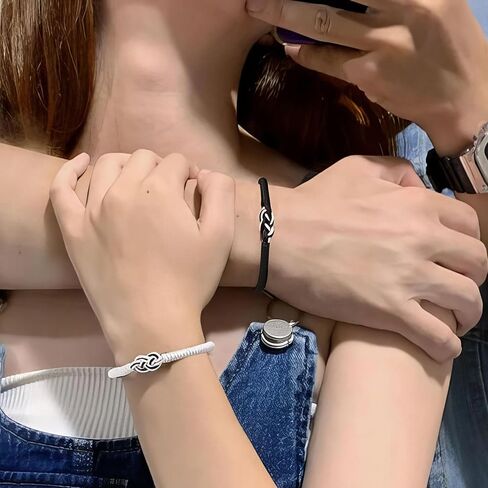 Matching Love Knot Bracelets for Couples, Set of 2 Adjustable Rope Promise Jewelry for Him and Her with Message Card. in Kuwait