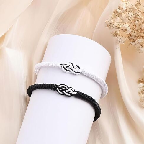 Matching Love Knot Bracelets for Couples, Set of 2 Adjustable Rope Promise Jewelry for Him and Her with Message Card. in Kuwait