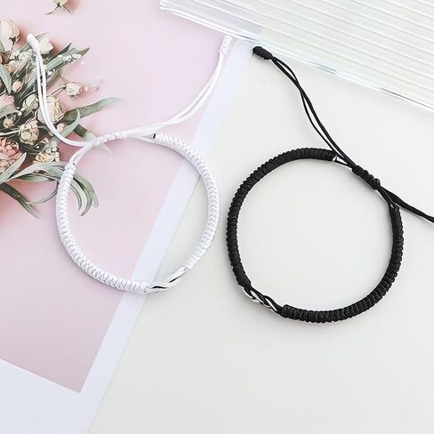 Matching Love Knot Bracelets for Couples, Set of 2 Adjustable Rope Promise Jewelry for Him and Her with Message Card. in Kuwait