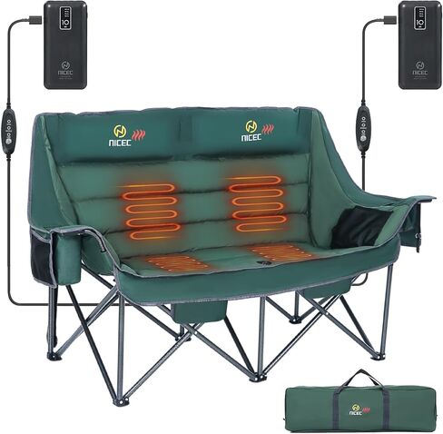Nice C Double Camping Chair, Camping Chairs, Oversized Loveseat Camping Chair, Camping Couch, Loveseat Camping Chair, Double Camping Chair for Adults, Lawn Chairs, Extra Padded with Cup Holder in Kuwait