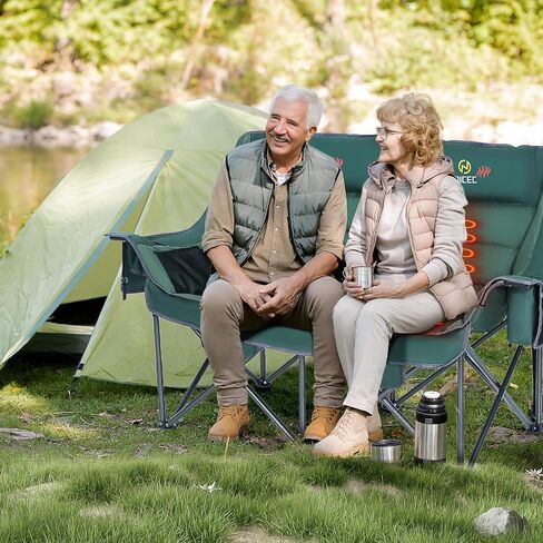 Nice C Double Camping Chair, Camping Chairs, Oversized Loveseat Camping Chair, Camping Couch, Loveseat Camping Chair, Double Camping Chair for Adults, Lawn Chairs, Extra Padded with Cup Holder in Kuwait