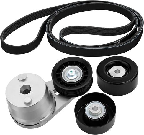 90K-38172 Serpentine Belt Drive Component Kit for 2002-2010 Chevy Silverado 2500 3500 6.6L | 2002-2010 GMC Sierra 2500 3500 6.6L, Replace# 36310 38172 K061195HD（Set of 4） in Saudi Arabia