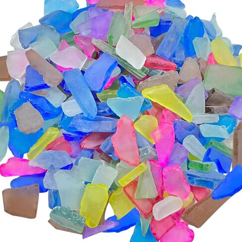 14oz Colorful Frosted Sea Glass Pieces for Crafts Frosted Flat Glass, Sea Glass Vase Fillers for Crafts Beach Glass Large Sea Glass Pieces Vase Fillers for Weddings Home Decor Crafts Bulk Sea Glass in Kuwait