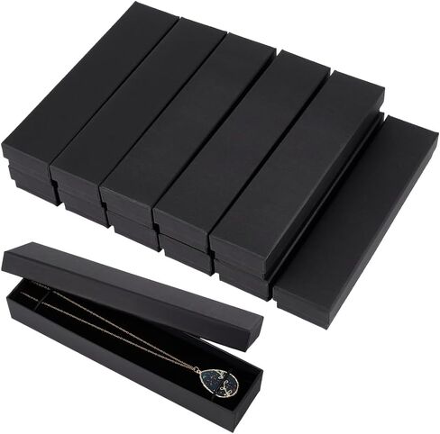 BENECREAT 12Pcs Black Jewelry Gift Boxes, 9.4x2.2x1.4inch Rectangle Cardboard Jewelry Case with Velvet Inner for Wedding, Birthday Party, Graduation, Anniversary in Saudi Arabia