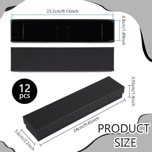 BENECREAT 12Pcs Black Jewelry Gift Boxes, 9.4x2.2x1.4inch Rectangle Cardboard Jewelry Case with Velvet Inner for Wedding, Birthday Party, Graduation, Anniversary in Saudi Arabia