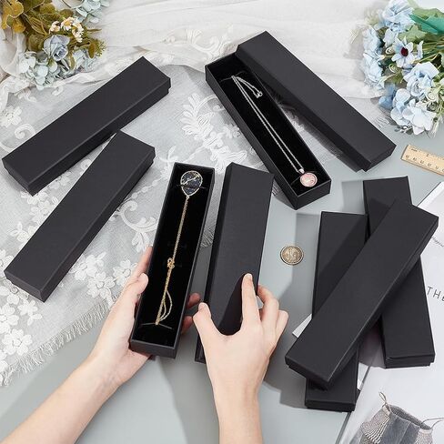 BENECREAT 12Pcs Black Jewelry Gift Boxes, 9.4x2.2x1.4inch Rectangle Cardboard Jewelry Case with Velvet Inner for Wedding, Birthday Party, Graduation, Anniversary in Saudi Arabia
