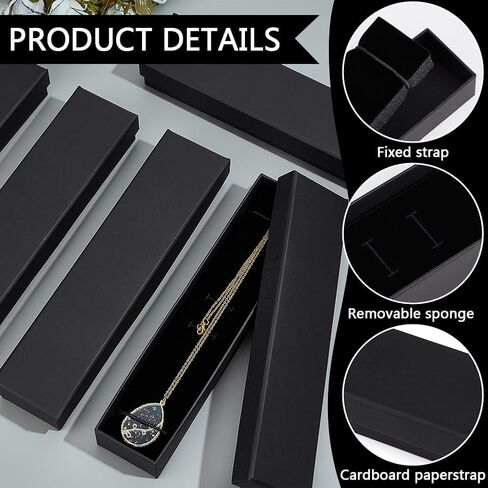 BENECREAT 12Pcs Black Jewelry Gift Boxes, 9.4x2.2x1.4inch Rectangle Cardboard Jewelry Case with Velvet Inner for Wedding, Birthday Party, Graduation, Anniversary in Saudi Arabia