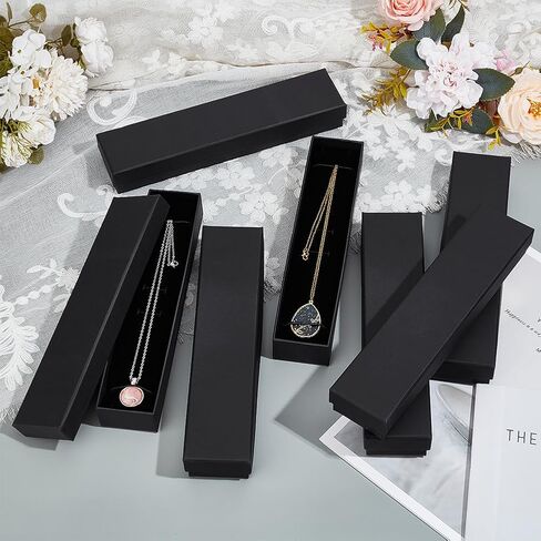 BENECREAT 12Pcs Black Jewelry Gift Boxes, 9.4x2.2x1.4inch Rectangle Cardboard Jewelry Case with Velvet Inner for Wedding, Birthday Party, Graduation, Anniversary in Saudi Arabia