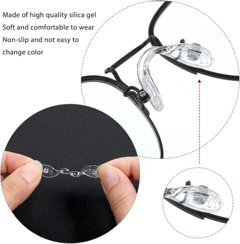 24 PCS U Shaped Eyeglasses Nose Pads, Nose Pads for Glasses Screw Soft Silicone Eye Glasses Noses Pad Non Slip Screw-in Eyeglass Noses Eyeglass Repair Kit with Screws for Eye Glass Sunglass Eyewear in Saudi Arabia