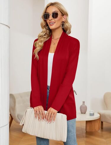 Women's Long Sleeve Open Front Cardigan Casual Loose Lightweight Cardigans with Pockets in Saudi Arabia
