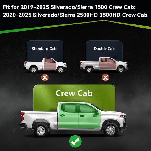 AUTOSAVER88 Running Boards Compatible with Chevy Silverado GMC Sierra Crew Cab 2019-2025 1500, 2020-2025 2500HD 3500HD Crew Cab, Drop Side Steps Rail Black Nerf Bars Carbon Steel in Saudi Arabia