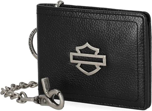 محفظة جلدية للرجال من Harley-Davidson Open B&S Slimfold Biker Chain، باللون الأسود in Saudi Arabia