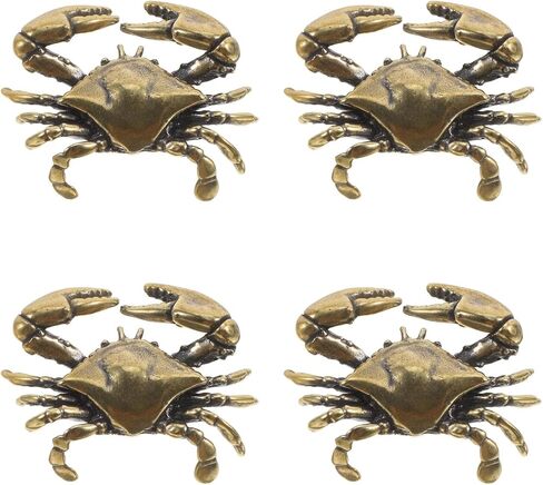 Cabilock 4pcs Coastal Brass Crab Cabinet Knobs, Rustic Ocean Theme Brass Crab Drawer Knobs, Sea Nautical Furniture Pull Handles Decorative Retro Decor for Home Kitchen Cabinets Closet in Saudi Arabia