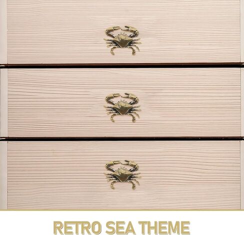 Cabilock 4pcs Coastal Brass Crab Cabinet Knobs, Rustic Ocean Theme Brass Crab Drawer Knobs, Sea Nautical Furniture Pull Handles Decorative Retro Decor for Home Kitchen Cabinets Closet in Saudi Arabia
