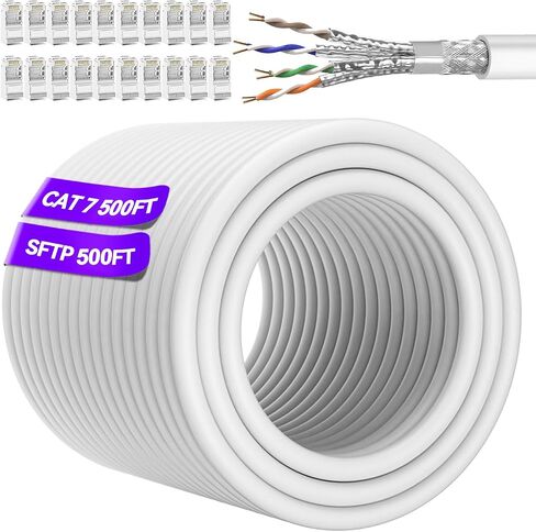 CAT 7 Ethernet Cable 25ft ، Cat 7 SFTP CHELISERET ETHERNET CABLE ، CAT عالية السرعة 7 كابل شبكة الإنترنت 10 جيجابت في الثانية 600 ميجا هرتز ، RJ45 Cat 7 LAN Cable لألعاب مودم جهاز التوجيه in Kuwait