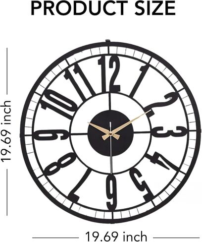 ساعة حائط – ساعات أنيقة لغرفة المعيشة – ساعة حائط كبيرة الحجم مقاس 20 بوصة – Reloj De Pared De Metal – ساعات حائط صامتة لديكور المنزل – ساعات لغرف النوم (Nullo) in Saudi Arabia