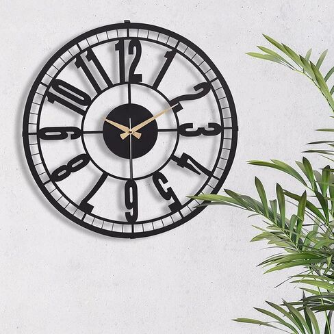 ساعة حائط – ساعات أنيقة لغرفة المعيشة – ساعة حائط كبيرة الحجم مقاس 20 بوصة – Reloj De Pared De Metal – ساعات حائط صامتة لديكور المنزل – ساعات لغرف النوم (Nullo) in Saudi Arabia