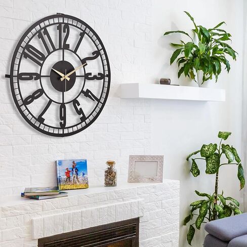 ساعة حائط – ساعات أنيقة لغرفة المعيشة – ساعة حائط كبيرة الحجم مقاس 20 بوصة – Reloj De Pared De Metal – ساعات حائط صامتة لديكور المنزل – ساعات لغرف النوم (Nullo) in Saudi Arabia