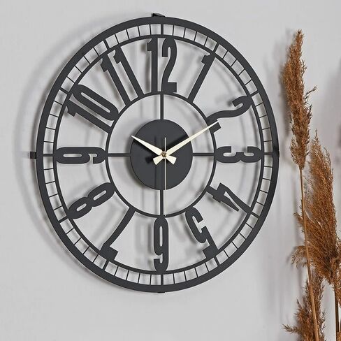 ساعة حائط – ساعات أنيقة لغرفة المعيشة – ساعة حائط كبيرة الحجم مقاس 20 بوصة – Reloj De Pared De Metal – ساعات حائط صامتة لديكور المنزل – ساعات لغرف النوم (Nullo) in Saudi Arabia