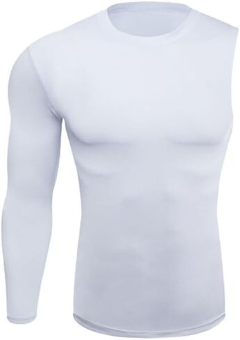 قمصان BaronHong 1/2 بذراع واحد وأكمام طويلة مضغوطة للرجال، كرة سلة رياضية بطبقة أساسية للتمرين in Kuwait