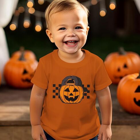 CM C&M WODRO Pumpkin Face T-Shirt Kid Funny Shirt Short Sleeve Spooky Season Tee Tops in Saudi Arabia