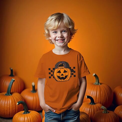 CM C&M WODRO Pumpkin Face T-Shirt Kid Funny Shirt Short Sleeve Spooky Season Tee Tops in Saudi Arabia