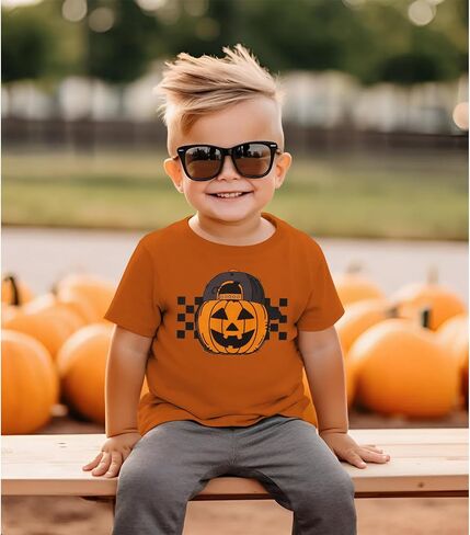 CM C&M WODRO Pumpkin Face T-Shirt Kid Funny Shirt Short Sleeve Spooky Season Tee Tops in Saudi Arabia