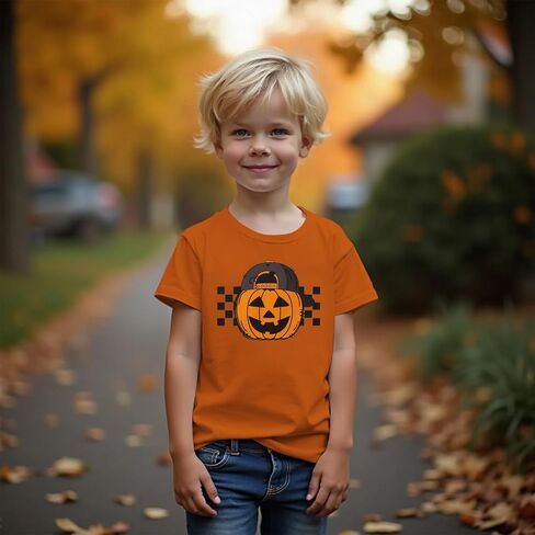 CM C&M WODRO Pumpkin Face T-Shirt Kid Funny Shirt Short Sleeve Spooky Season Tee Tops in Saudi Arabia