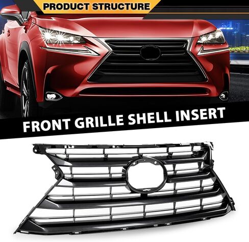 Front Grille Shell Insert Compatible with Lexus NX200t NX300h 2015-2017 LX1200172 5311178010 Black in Saudi Arabia