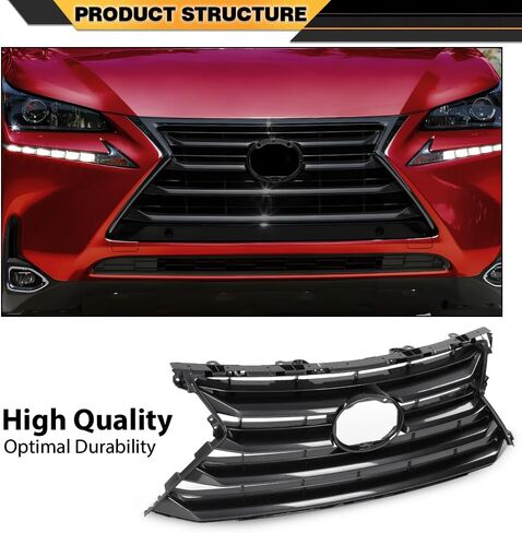 Front Grille Shell Insert Compatible with Lexus NX200t NX300h 2015-2017 LX1200172 5311178010 Black in Saudi Arabia