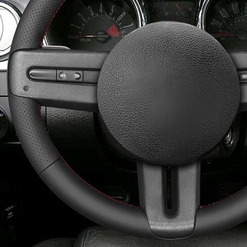 MEWANT Hand Stitch Black Genuine Leather Steering Wheel Cover for Ford Mustang 2005-2012 DIY Steering Wheel Protector in Saudi Arabia