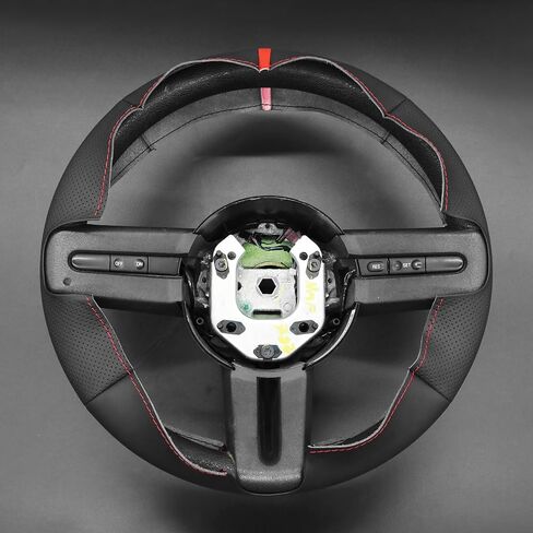 MEWANT Hand Stitch Black Genuine Leather Steering Wheel Cover for Ford Mustang 2005-2012 DIY Steering Wheel Protector in Saudi Arabia