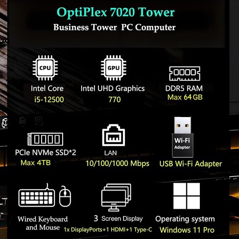Dell OptiPlex 7080 Micro Desktop Computer Mini PC, Intel i5-10500 3.1GHz Up to 4.2GHz, 16GB RAM, 1TB SSD, Keyboard&Mouse, Win11 Pro (Renewed) in Saudi Arabia