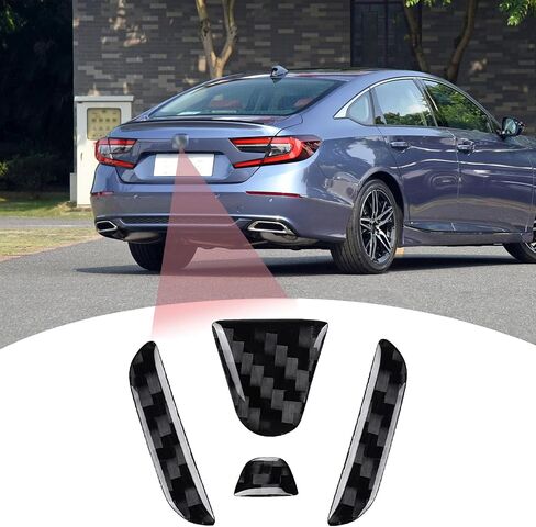 Compatible with Car Rear Tailgate Emblem Logo Trim Accessories Carbon Fiber Emblem Badge Decal Cover Sticker for Honda Accord 2018-2024,Red in Saudi Arabia