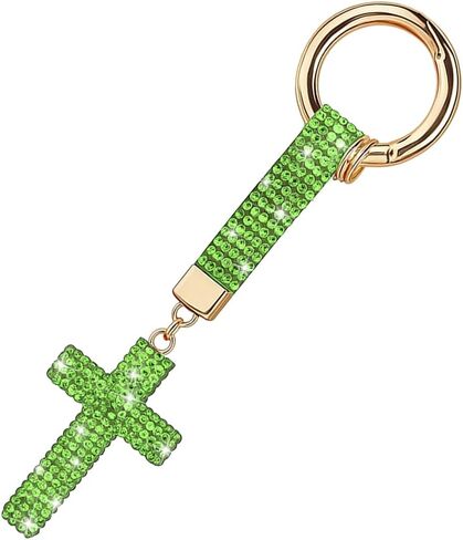 Bling Car Keychain, Crystal Rhinestone Cross Vehicle Key Chain for Women Girl, Auto Keyring Accessories, Universal Fit (White) in Saudi Arabia