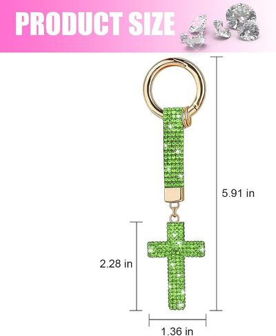 Bling Car Keychain, Crystal Rhinestone Cross Vehicle Key Chain for Women Girl, Auto Keyring Accessories, Universal Fit (White) in Saudi Arabia