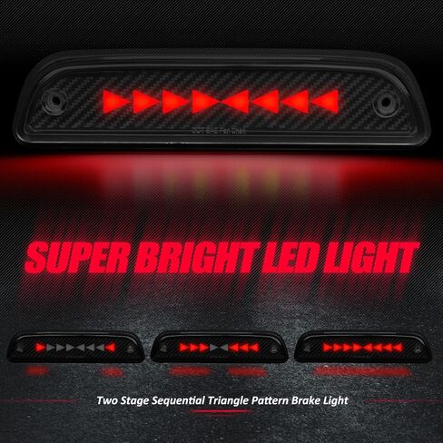 Auto Dynasty Carbon Fiber Look Pulse Flash Arrow LED 3rd Third Tail Brake Light Rear Stop Lamp Compatible with Toyota Tacoma 95-15, 16+ for Access Cab Only in Saudi Arabia