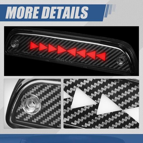 Auto Dynasty Carbon Fiber Look Pulse Flash Arrow LED 3rd Third Tail Brake Light Rear Stop Lamp Compatible with Toyota Tacoma 95-15, 16+ for Access Cab Only in Saudi Arabia